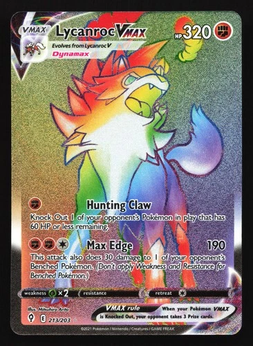 Lycanroc VMAX 213/203 SWSH07: Evolving Skies Secret Rare Pokemon Card
