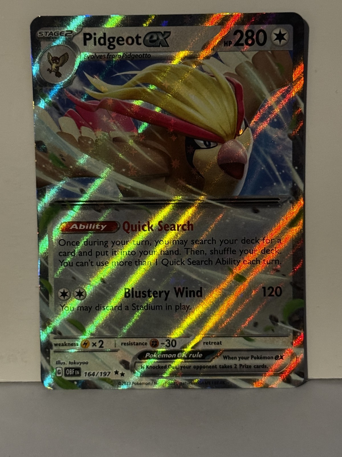 Pidgeot ex 164/197 SV03: Obsidian Flames NM Pokemon Fast Shipping