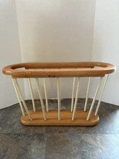 VTG Goodwood Teak & White Danish Modern Magazine Rack Made in Thailand 21" x 12"