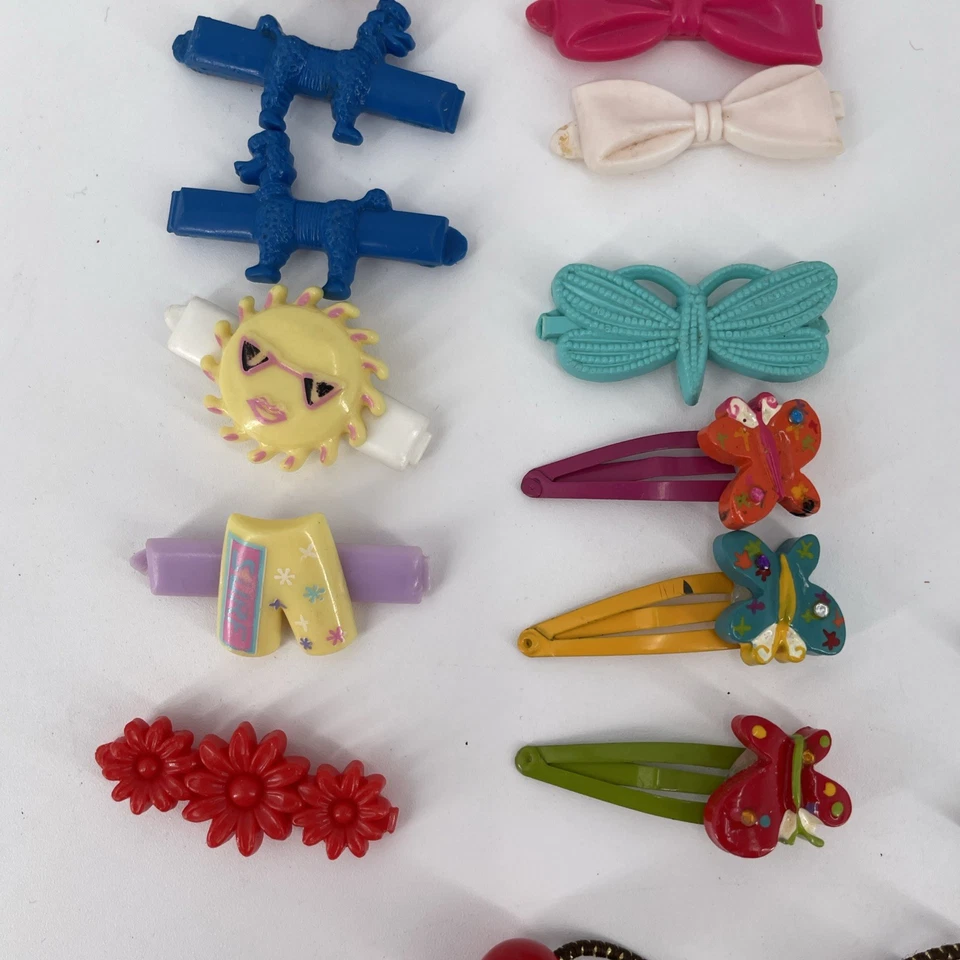 Lote de 46 juegos de pinzas para el cabello vintage de los años 80 con pasadores de plástico multicolores variados (C) Foto 3 de 4