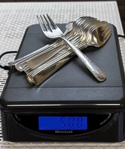 Lot of 12 Gorham Camellia Sterling Silver Salad Forks 500g Total 6.5” No Mono