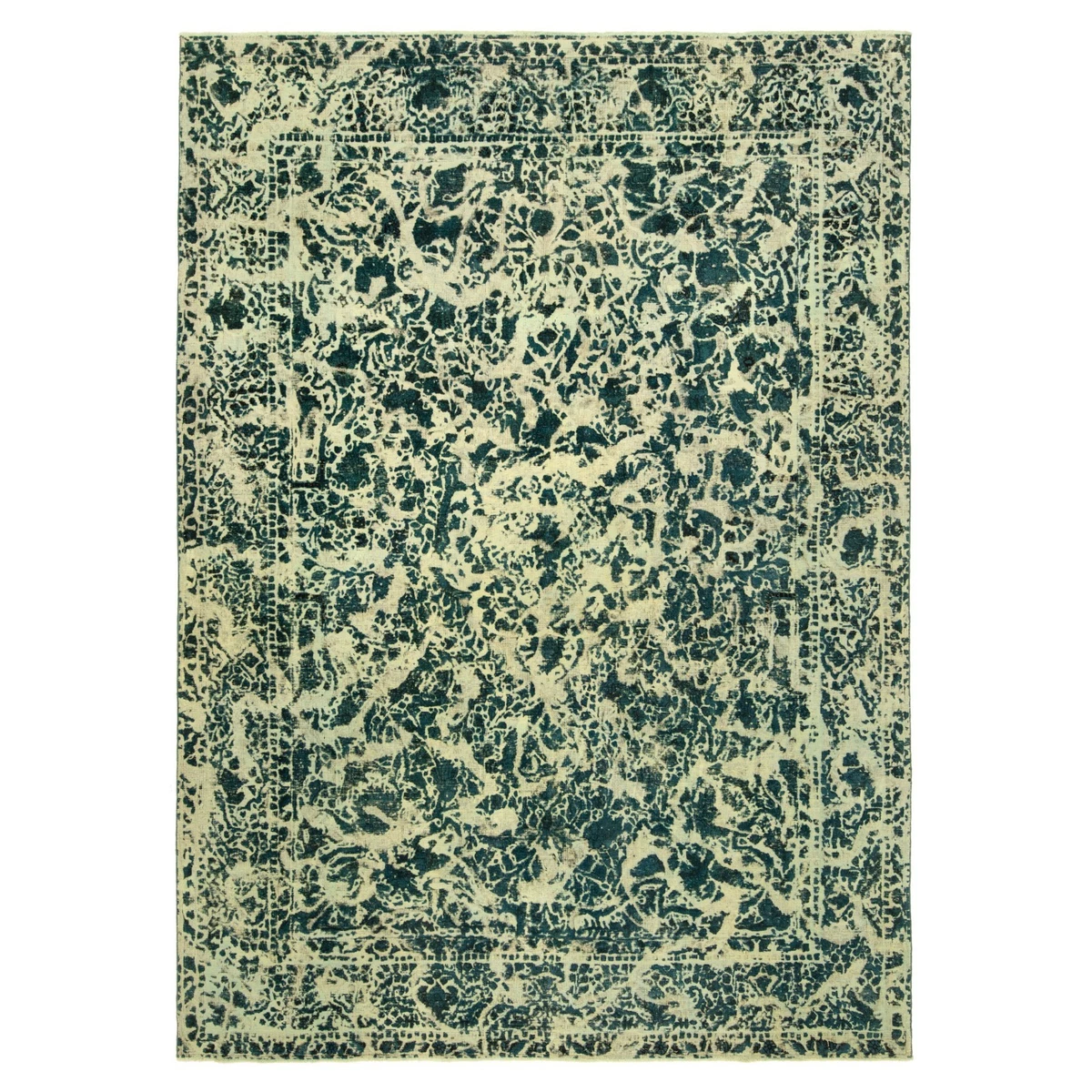 Grand Tapis D'Orient Vintage Patchwork 300x200 Cm - Vert/rouge, Noué Main, 1946