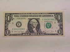 RARE AU 1988-A $1 ONE DOLLAR BILL UNDER INKED SERIAL NUMBER ERROR E22416398D