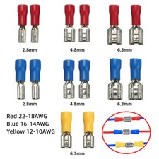 10/100x Vinyl Insulated Female Male Spade Terminals Wire Crimp Connectors Kit