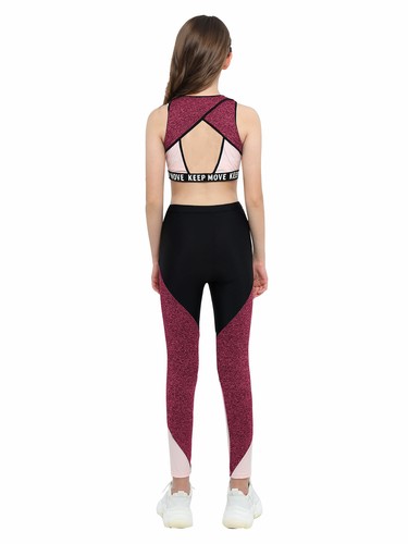 iEFiEL Reggiseno sportivo ragazza + pantaloni tuta da allenamento abbigliamento sportivo set tuta da jogging - Foto 27 di 78