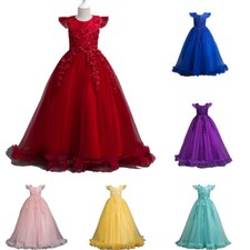 New Flower Girls Kids Long Party Dress Formal Wedding Prom Gown Pageant Princess
