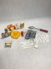 Vintage lot Childrens doll house miniatures toy kitchen cereal silverware food