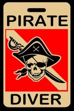 Lo-Viz Tan PIRATE DIVER SCUBA Diving Luggage/Gear Bag Tag - New