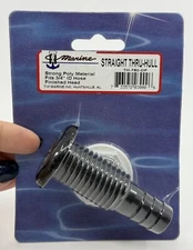 T-H Marine TH-750-DP Thru Hull Straight 3/4" Hose Black Boat New