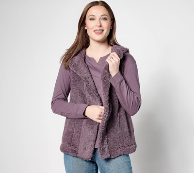 Koolaburra by UGG Cozy Sherpa Hooded Vest w/Pockets Women's M