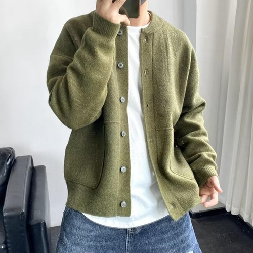 Japanese Style Men's Cardigan Sweater Knitted Top Round Neck Jacket Simple... - Bild 9 von 26