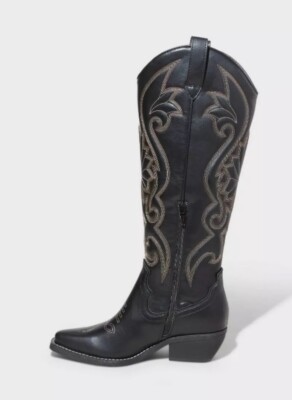 Kenzi Tall Western Boots w/Memory Foam Black Wild Fable ~Size 6.5 NWT