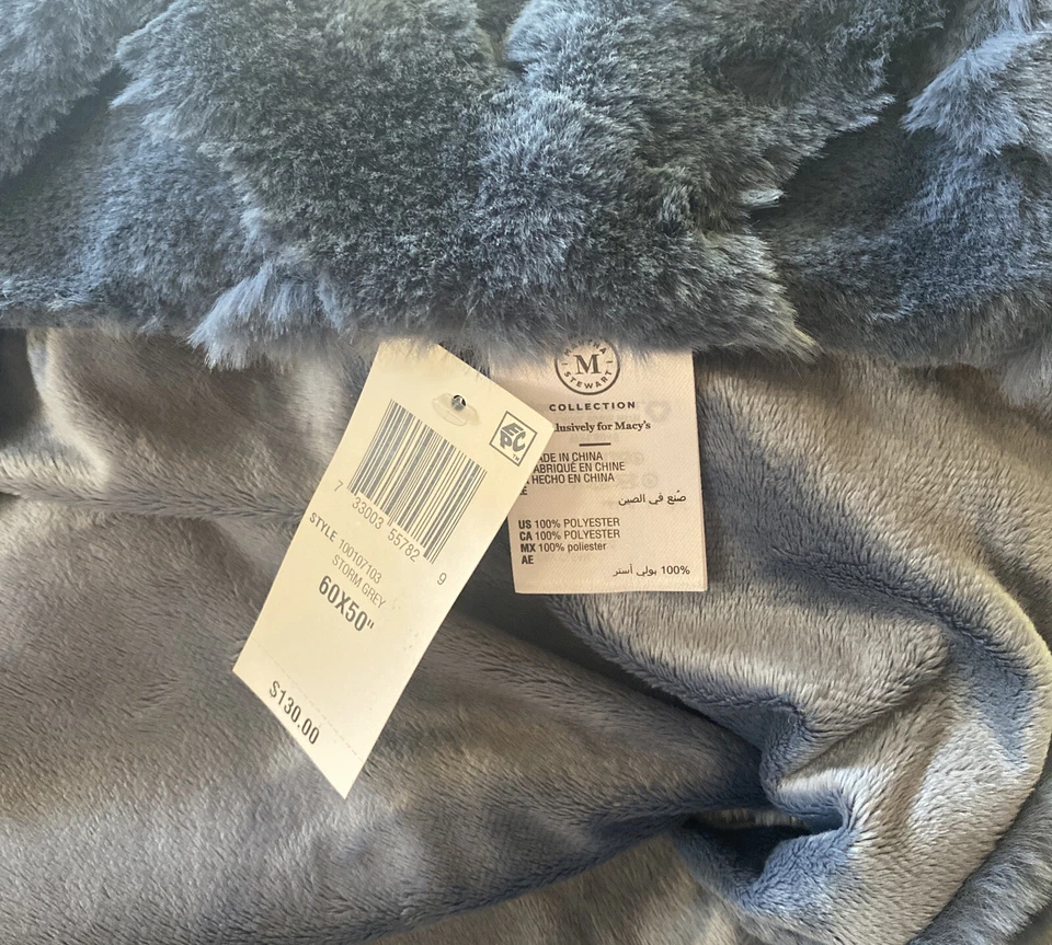 Martha Stewart Lattice Faux Fur Throw, 60x50″, Storm Grey 👍 Foto 3 de 3