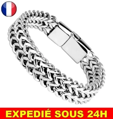 ✅ Bracelet Tressé Acier Inoxydable Écaille Poisson Homme Femme Bijoux Magnétique - Photo 1/4