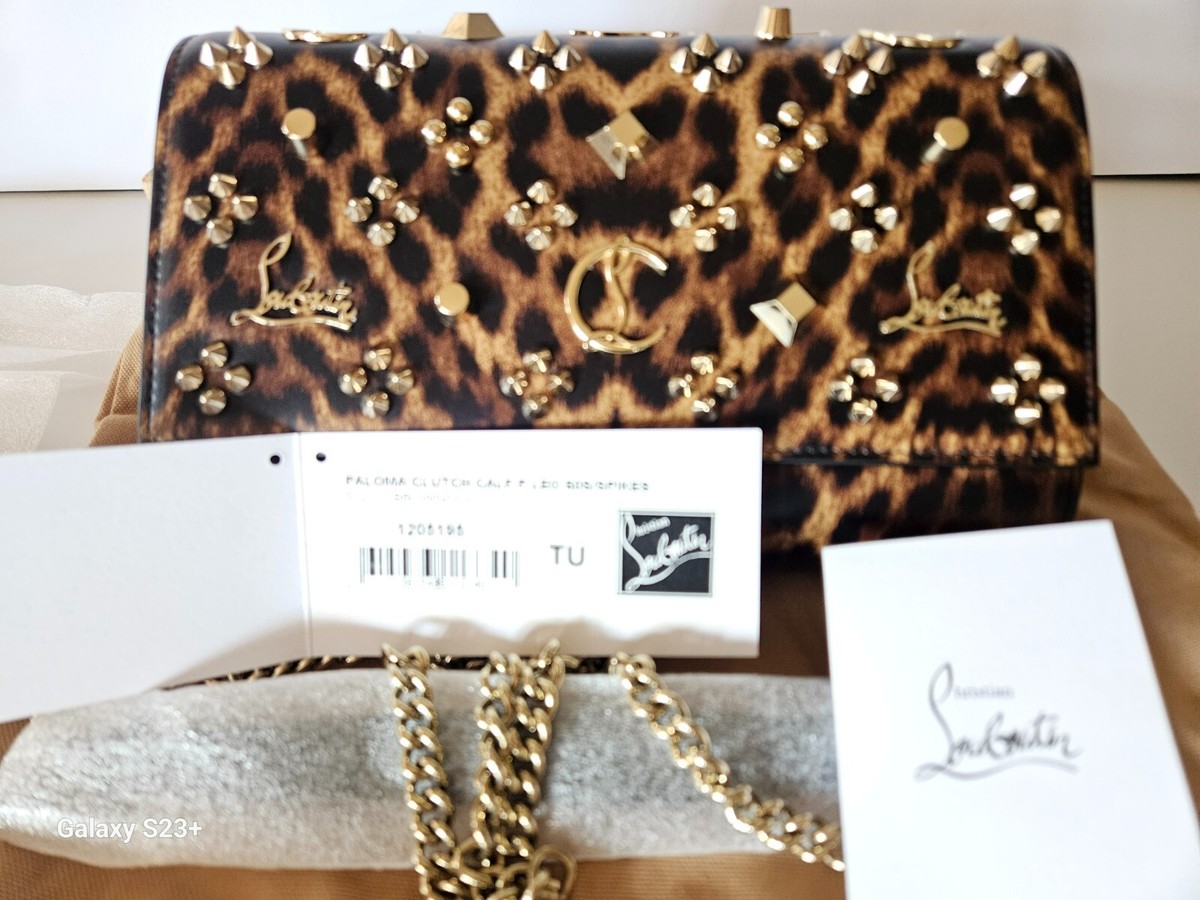 Christian Louboutin Paloma Clutch with Chain Spikes Shoulder Bag 