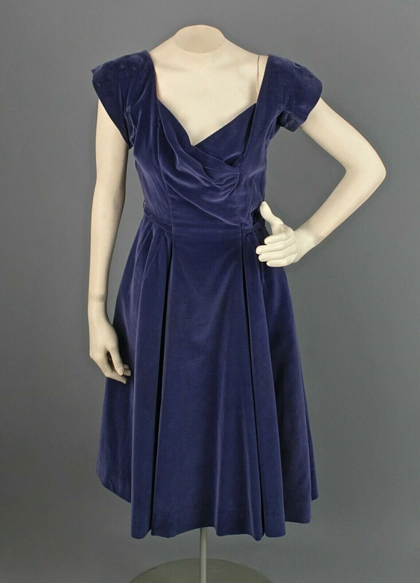 VTG Women s 50s Purple Velvet Cocktail Dress Sz XS 1950s eBay