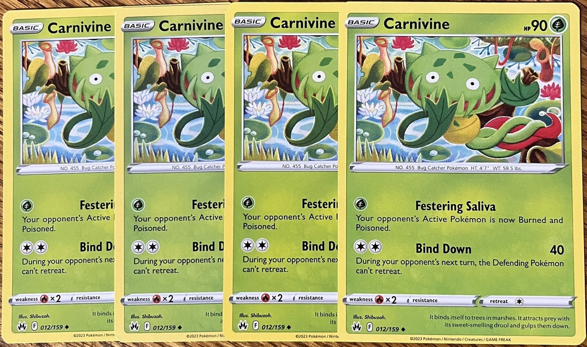 x4 Carnivine 12/159 - Crown Zenith - Uncommon - Read Desc. | eBay