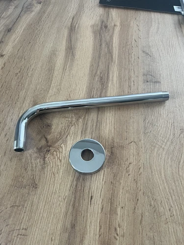 Signature Hardware 449621 12" Rain Shower Arm and Flange - Chrome - Picture 1 of 2