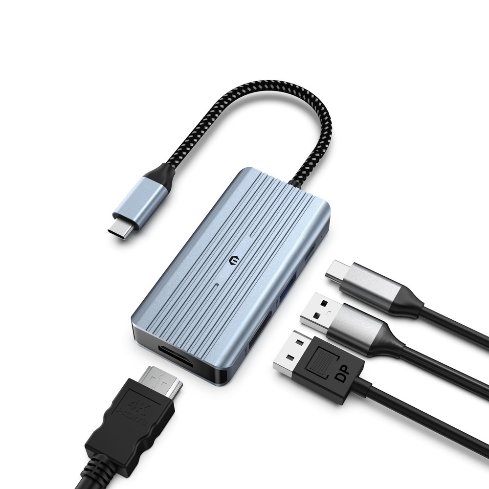 USB C Hub, edition 4 in 1 USB C Hub, Dual Display 8K@30Hz HDMI 8K@30Hz DP, USB
