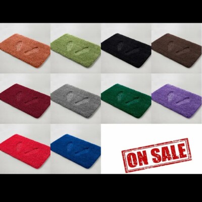 Luxurious & Non-Slip Solid Microfiber Soft Bathroom Rug, featuring PVC backing. 