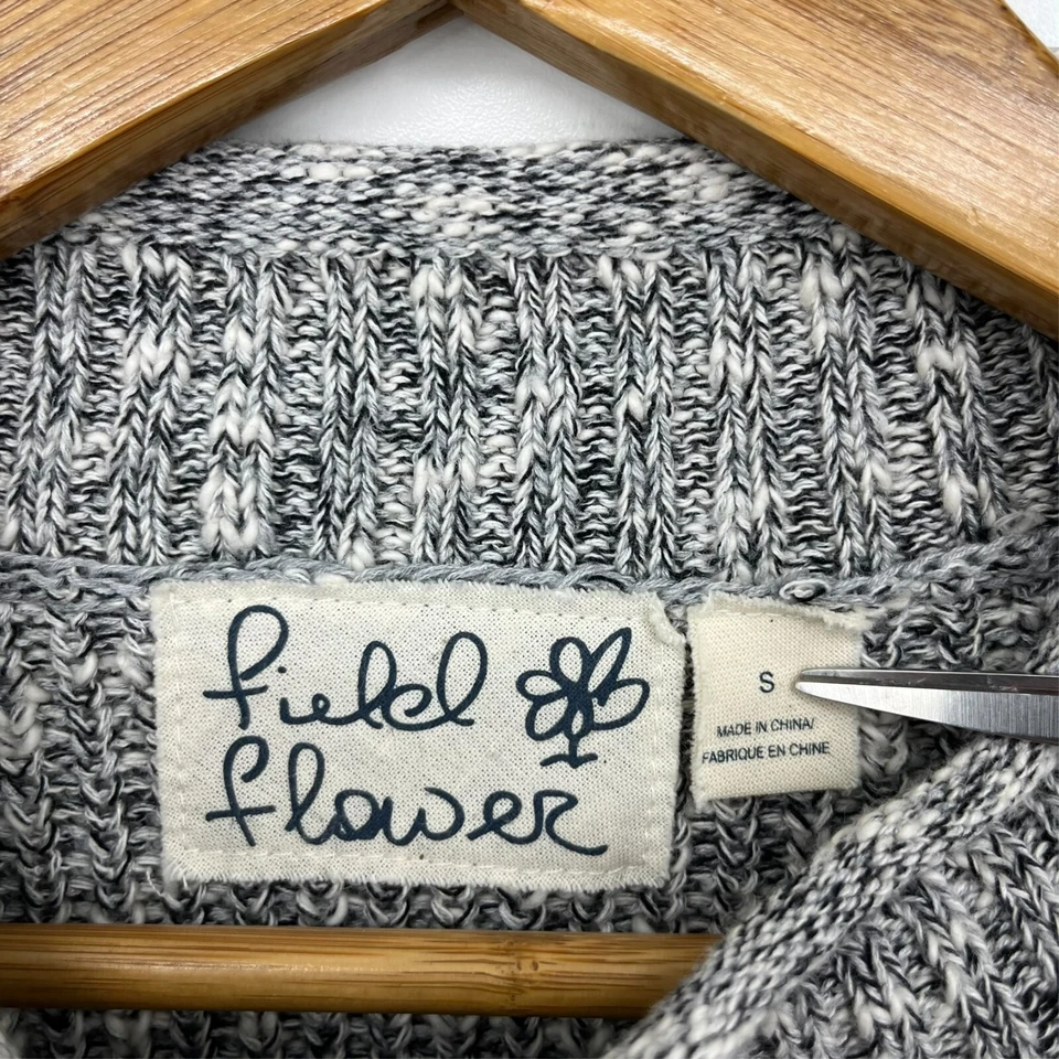 Suéter Field Flower Para Mujer S Gris Tejido Manga Corta Cuello Simulado Mezcla de Algodón Foto 4 de 4