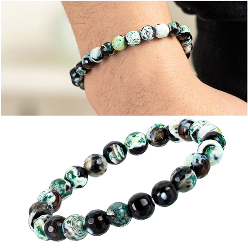 Bracciale Elasticizzato In Malachite Naturale 8mm, Pietra Verde Per Donna, Lunghezza Regolabile 16-19 Cm, Confezione In Velluto - 2
