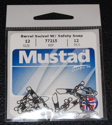 Mustad Canna girevole W/Safety Snap Fishing Terminal Tackle (12 pezzi) nero, misura 12