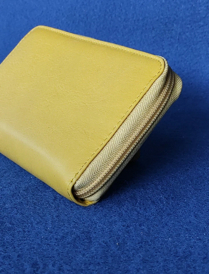 Portafoglio Donna Grande Chiuso Con Zip VERA PELLE sauvage giallo portadocumenti - Immagine 3 di 4