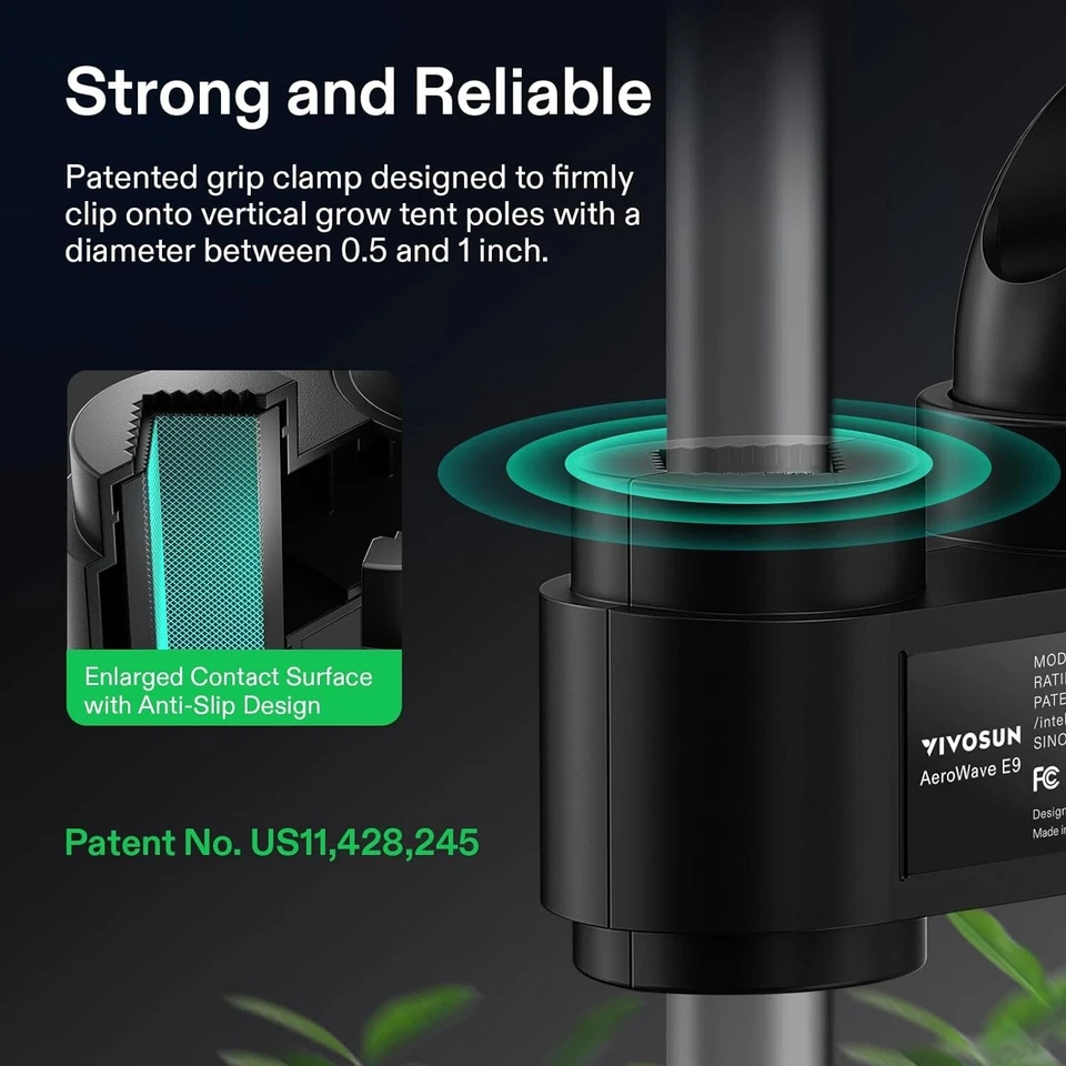 VIVOSUN AeroWave E9 Clip-on Fan,EC Motor,Auto Oscillation Fan,Air Circulator - Image 2 of 4