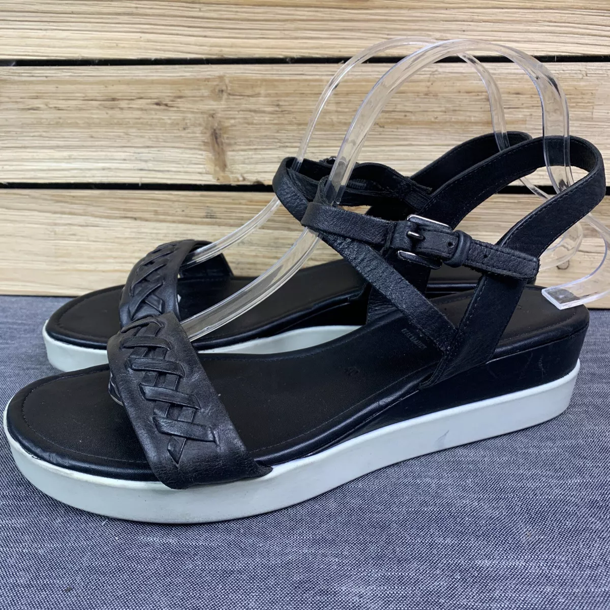 ECCO Touch Sandals Women's EU 40 US 9-9.5 Leather Strap Black | eBay