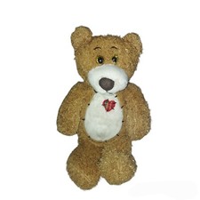 FIRST  MAIN TENDER TEDDY Tan Brown Heart Patch Bear 8  Fuzzy Bean Plush