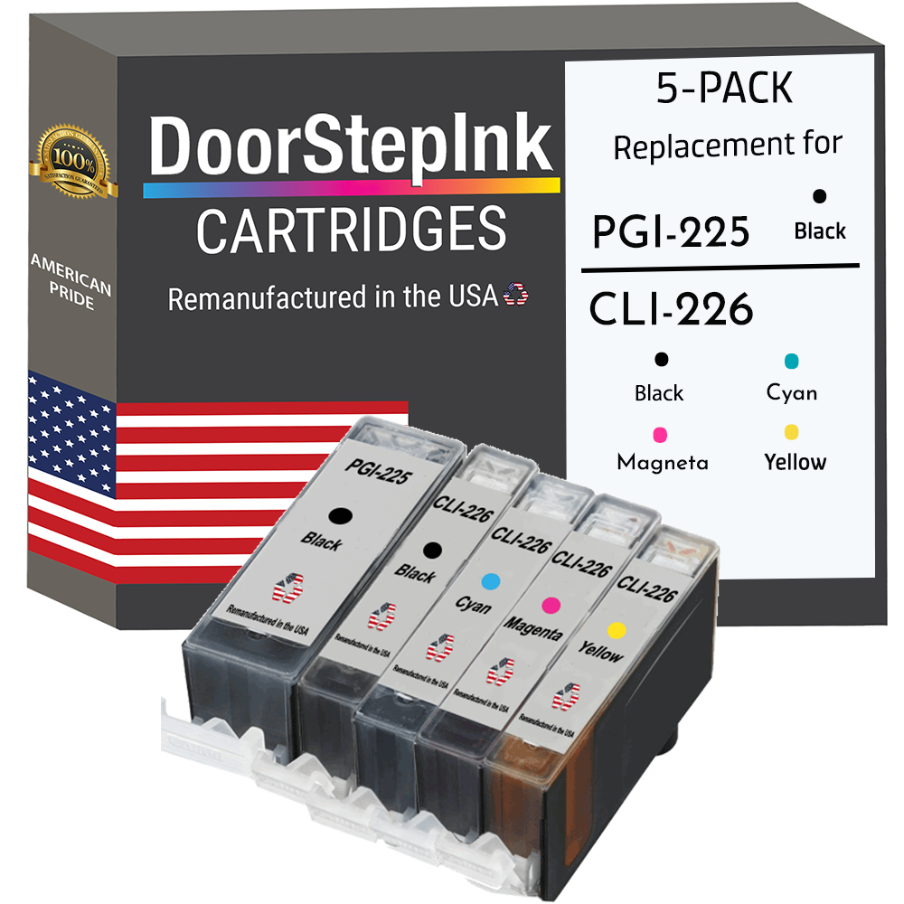 DoorStepInk Compatible Ink Cartridges for Canon PGI-225 Black and CLI-226 Color Multipack-image