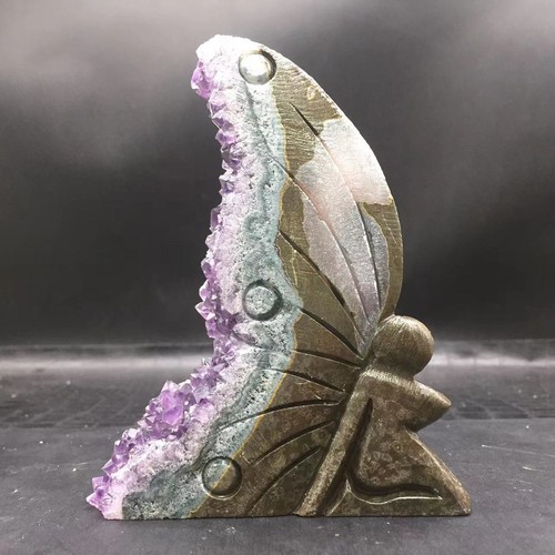 Natural Uruguay Amethyst Crystal Cluster Healing Butterfly Fairy Decoration 6'' - Picture 4 of 12