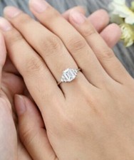 4.15Ct Emerald Cut Lab-Created Diamond Engagement  Wedding Ring 14K White Gold