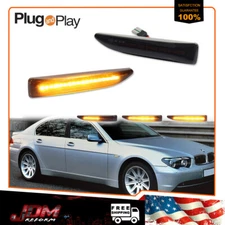 For 02-08 BMW E65 E66 7-Series Smoked Dynamic Amber LED Front Side Marker Lights