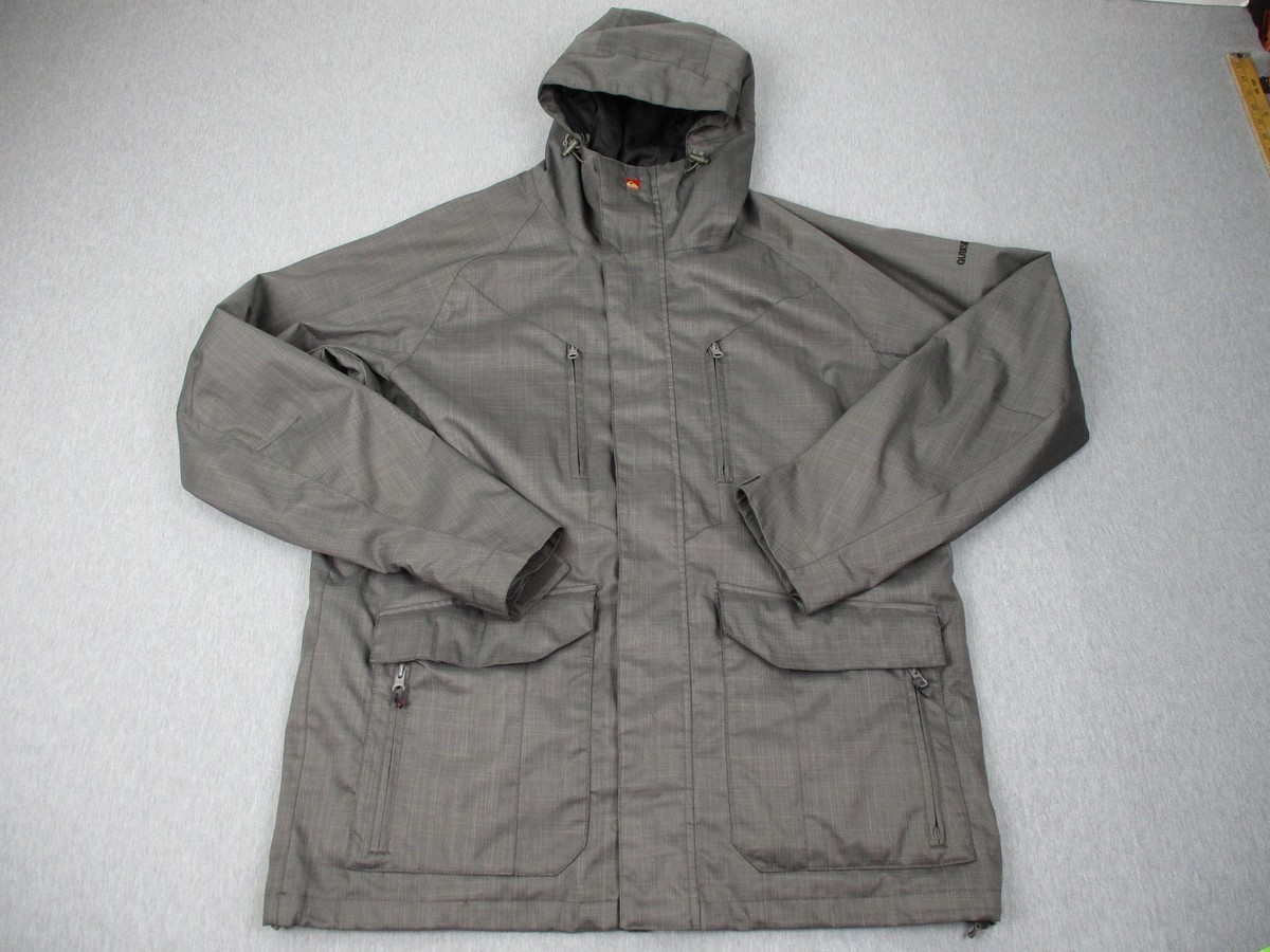Quiksilver Jacket Mens Large Gray QuikTech 5000mm Hooded Ski Snow