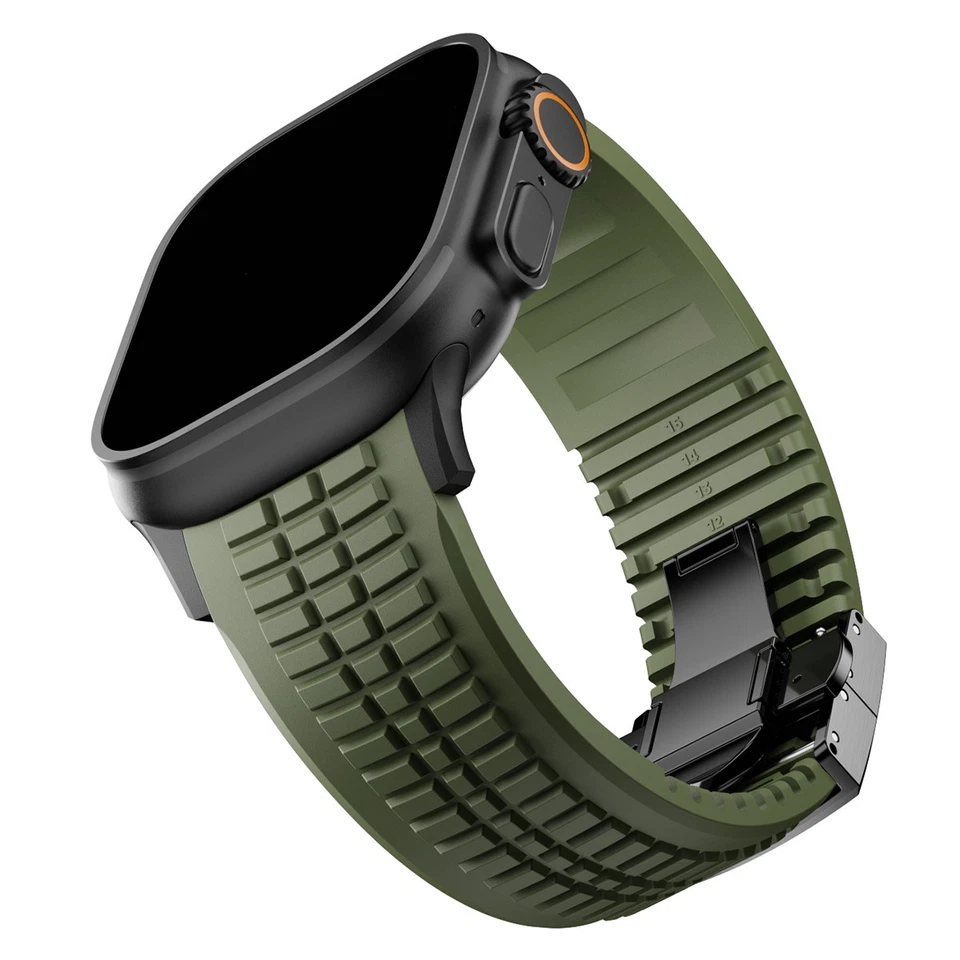 Silicone Strap Metal Butterfly Buckle for Apple Watch Ultra 10 9 8 7 6 5 4 3 2 1 - Image 2 of 4