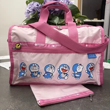 NWT Lesportsac Doraemon JapanDeluxe Medium Weekender Duffel Bag Pouch 2 Pieces N