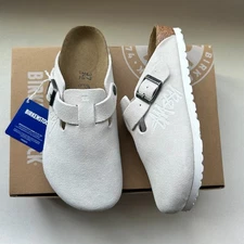 Birkenstock Boston x Stussy Bone Clogs Suede Leather Shoes Wide Fit Size US 6-12