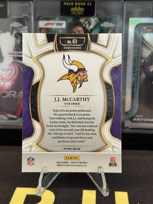 2025 Panini Select - Concourse J.J. McCarthy #63 Black & Red Shock