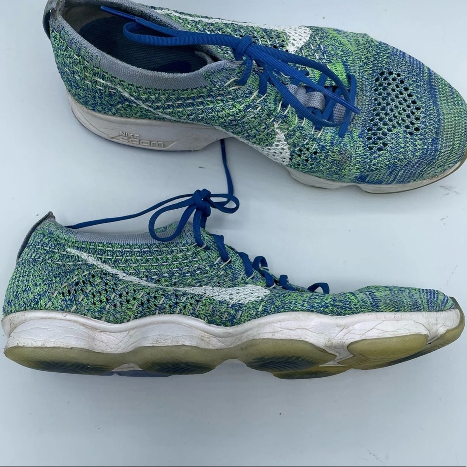Scarpe da corsa Nike blu e verdi Flyknit Zoom sneakers donna 8 5 sportive sportive