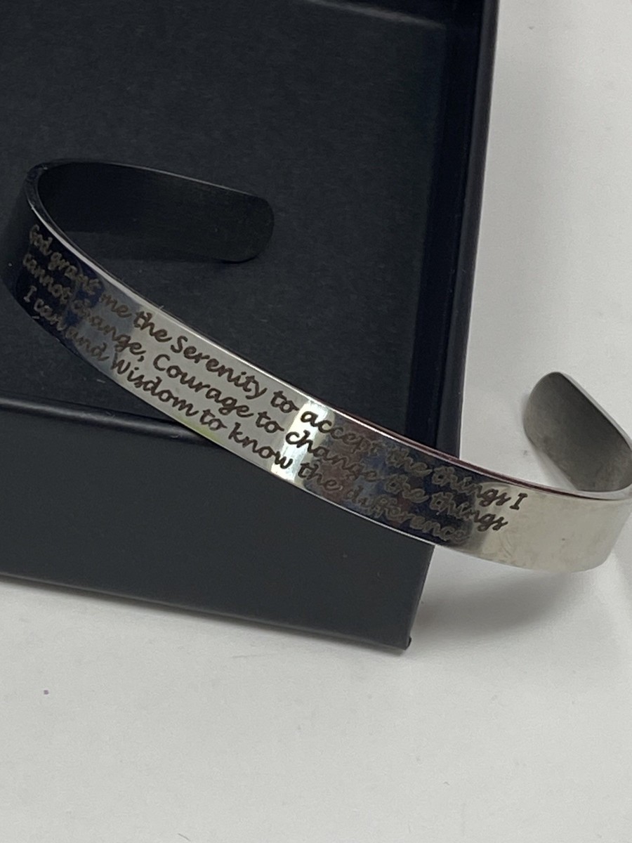 SERENITY PRAYER FRIENDSHIP 2 Bracelets Inscribed Stainless Steel Unisex Cuff View 4