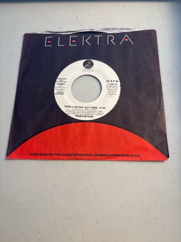 PEABO BRYSON THERE'S NOTHIN' OUT THERE 45 RPM 7" VINYL WHITE LABEL PROMO ELEKTRA