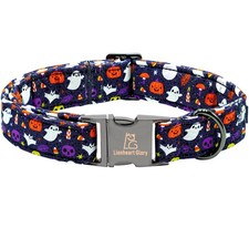 Fall Halloween Pumpkin Dog Collar - Heavy Comfortable Adjustable for Large Do...