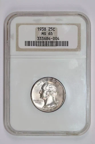 1938 WASHINGTON QUARTER NGC MS65