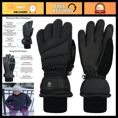 Kids Waterproof Winter Gloves - Thinsulate Insulated, Warm & Cozy for Cold Weath