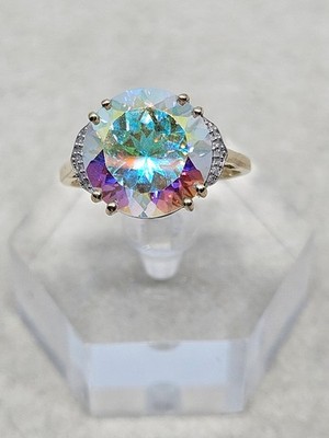 Ring 9 kt Gold Merkur Mystic Topas & Diamant 7,63 kt Größe O (3,31 g) zertifiziert