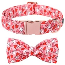 Valentines Dog Collar Bowtie Metal Buckle Adjustable M 13.522 Inch Pet