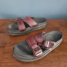 Dr. Martens Myles M 8 W 10 sandali slide in pelle bordeaux JY004 Charro Brando