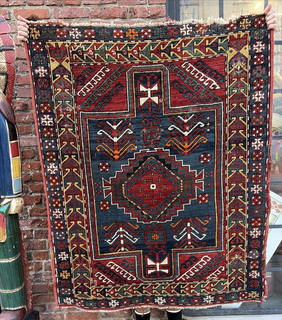 Auth: 19th C Antique Karabagh Kazak Caucasian Rare Double Prayer 44x53" NR